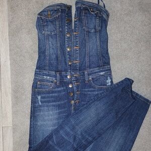 Guess Dark Denim One Piece Jumpsuit with Strapless Top